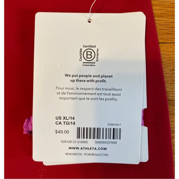 Athleta Girl High Rise Powervita Chit Chat Tight Red Size 14 XL NWT - Picture 7 of 8